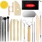 19 Pieces Pottery Clay Sculpting Tools for Polymer, Yagugu 19Pcs Basic Wood Ceramics Carving tool Supplies kit Accessories for Kids, Adults and Artists Modeling Shaping Building for art&craft